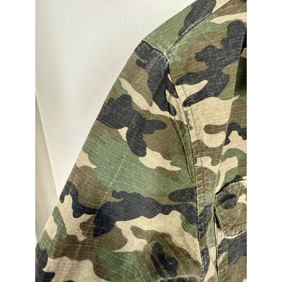 Camo Shirt/Jacket The Zig Zag Stripe Size S Green‎ Pockets Zip Up Tie Waist - Picture 7 of 12